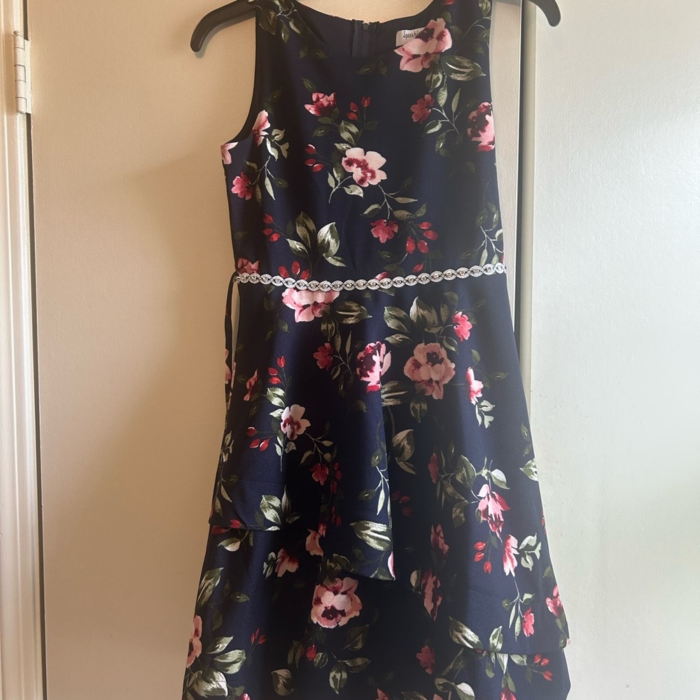 Black and Pink Sleeveless Fit and Flare Dress for Weddings